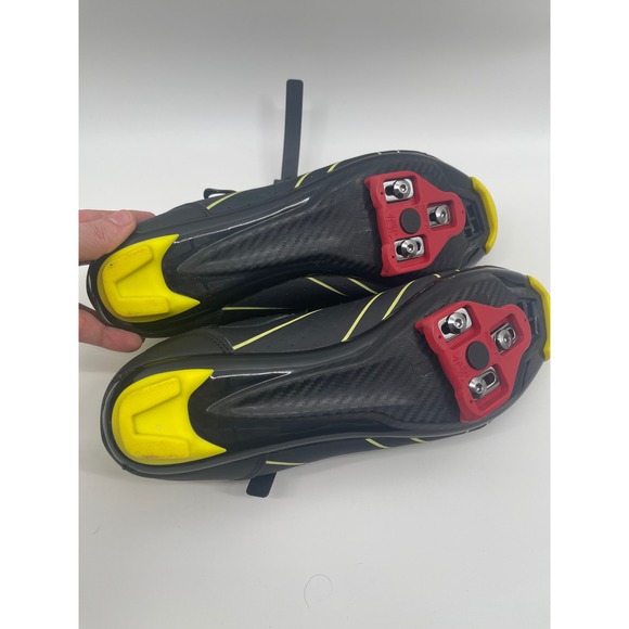 KESCOO Black‎ Yellow Cycling Shoes Cleats Size 47 Road Bike Spd Compatible - Picture 6 of 6